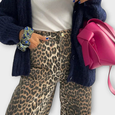 Carina - Jeans vintage avec imprimé léopard