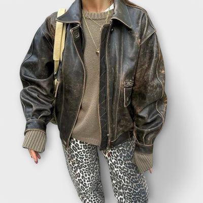 Carina - Jeans vintage avec imprimé léopard