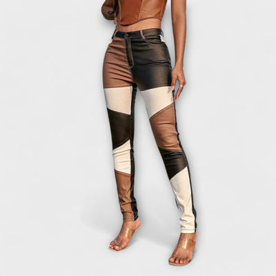 Amélia - Pantalons slim avec motif de blocs de couleurs