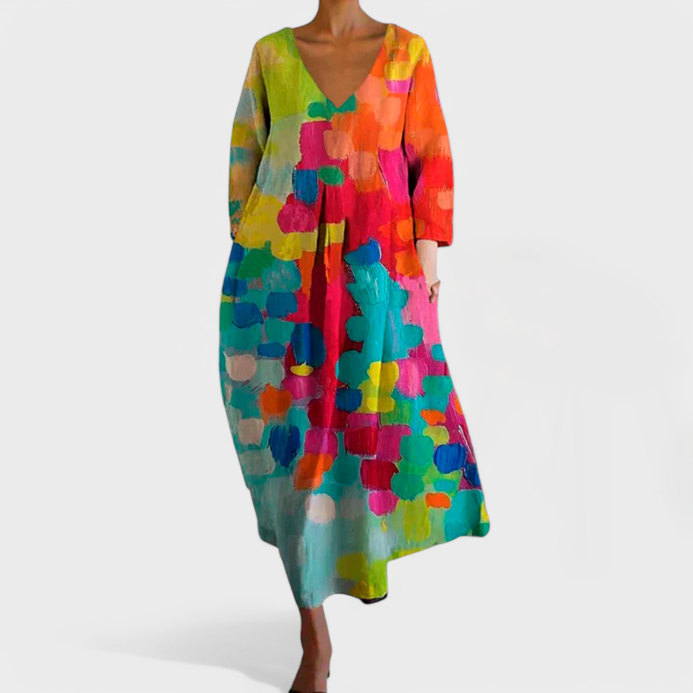Ana - Robe colorée avec décolleté en V